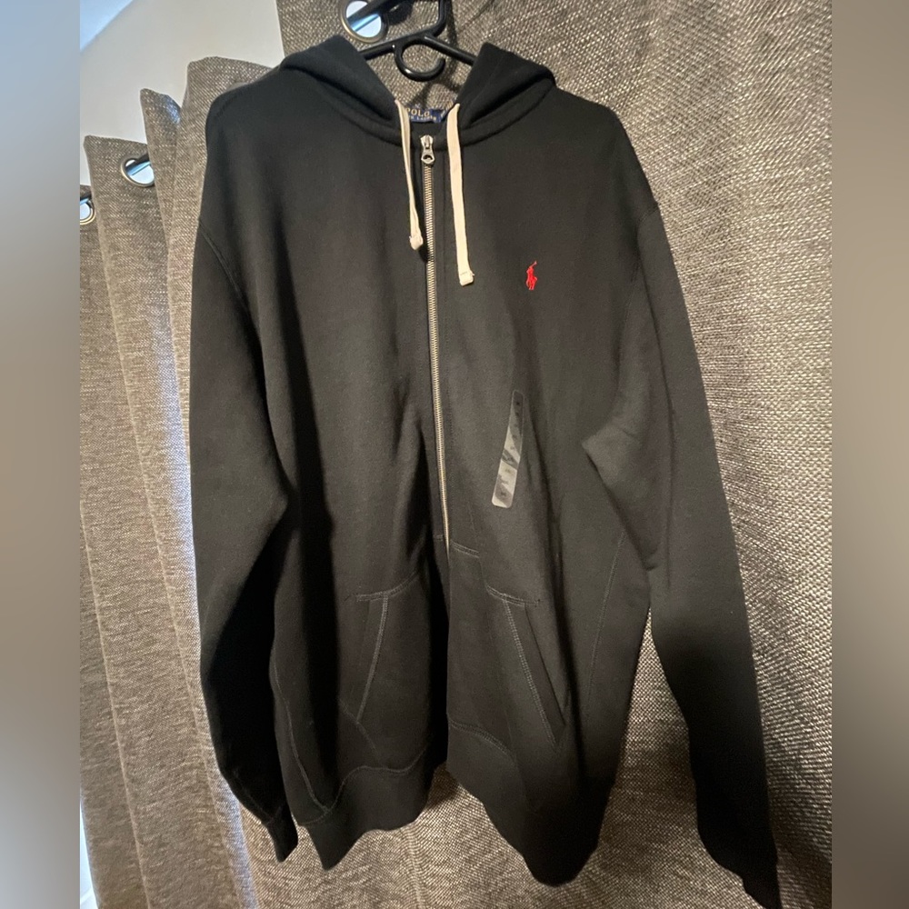 Polo Ralph Lauren Black Hoodie Full Zip Sweatshirt Red Pony & Sweat Pants XXL